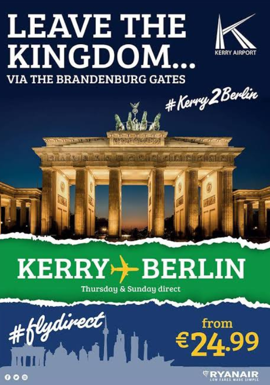 Kerry Airport Leave the Kingdom — Kerry to Berlin route launch campaign poster