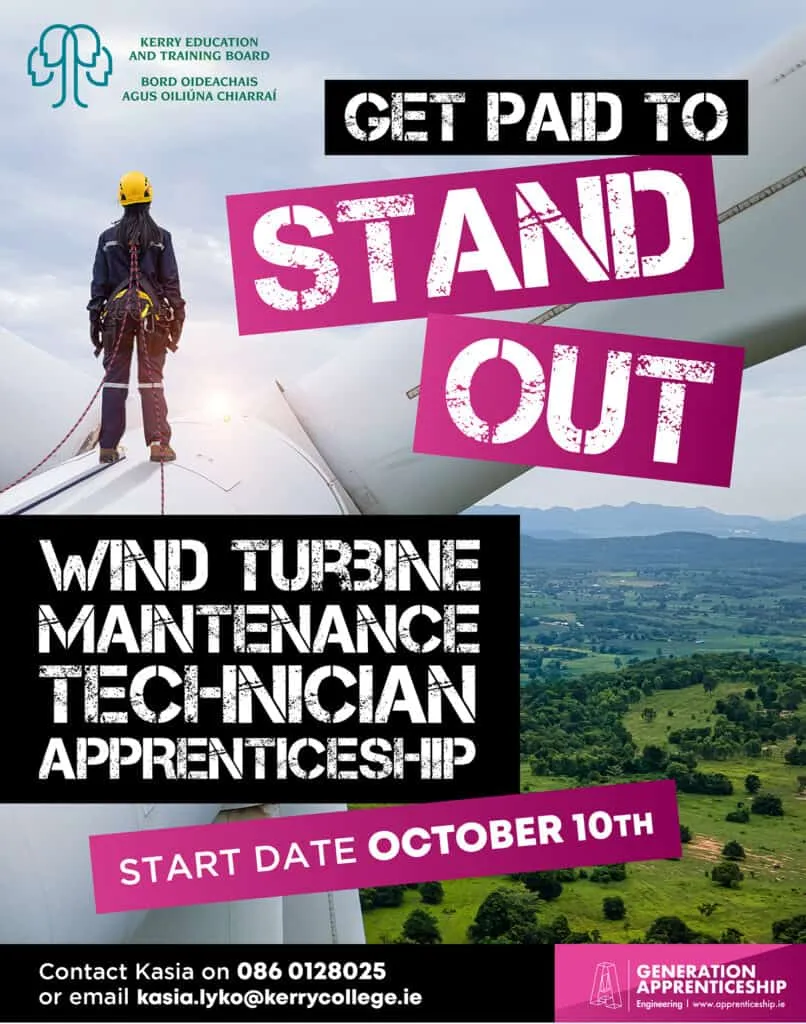 Wind Turbine Maintenance Technician Apprenticeship — Get Paid to Stand Out campaign poster